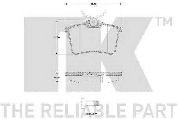 NK 223748 Комплект гальмівних колодок, дискове гальмо