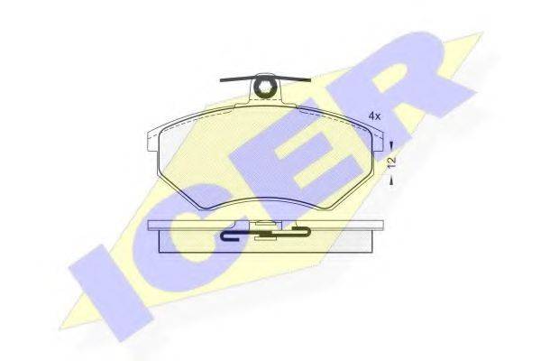 ICER 181012 Комплект гальмівних колодок, дискове гальмо