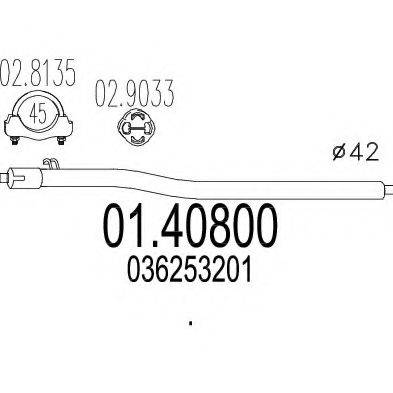 MTS 0140800 Труба вихлопного газу