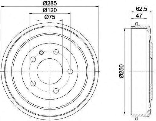 HELLA 8DT355300001 Гальмівний барабан