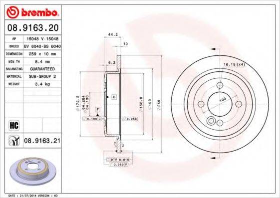 BRECO BS6040 Тормозной диск