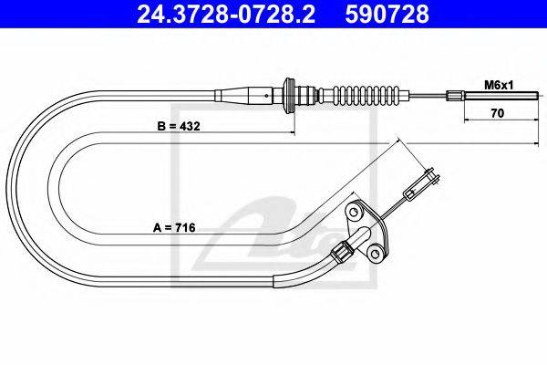 ATE 24372807282 Трос, управління зчепленням