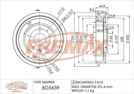 FREMAX BD5639 Гальмівний барабан
