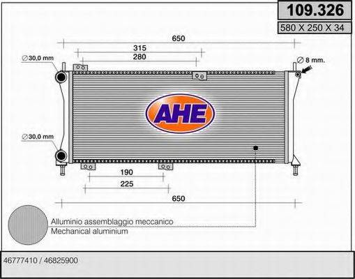 AHE 109326 Радіатор, охолодження двигуна
