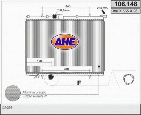 AHE 106148 Радіатор, охолодження двигуна