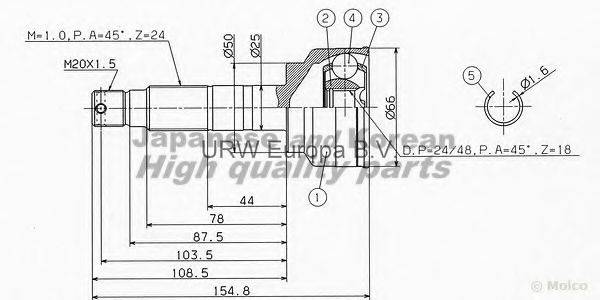 ASHUKI SU240I Шарнірний комплект, приводний вал