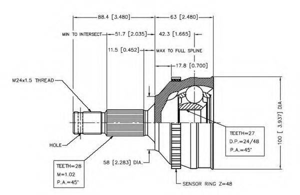 VEMA 18283 Шарнірний комплект, приводний вал