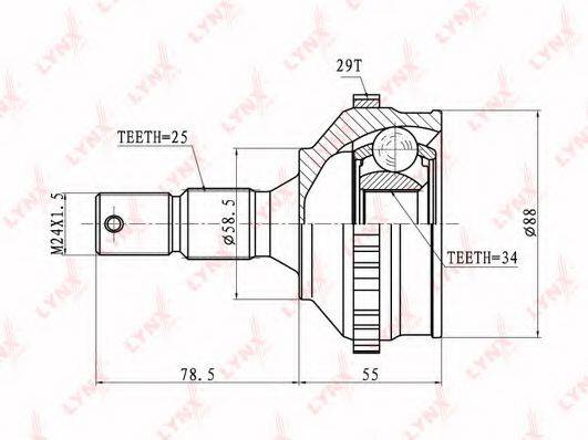 LYNXAUTO CO6102A Шарнірний комплект, приводний вал