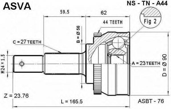 ASVA NSTNA44 Шарнірний комплект, приводний вал