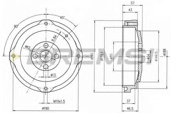 BREMSI DR5257 Гальмівний барабан