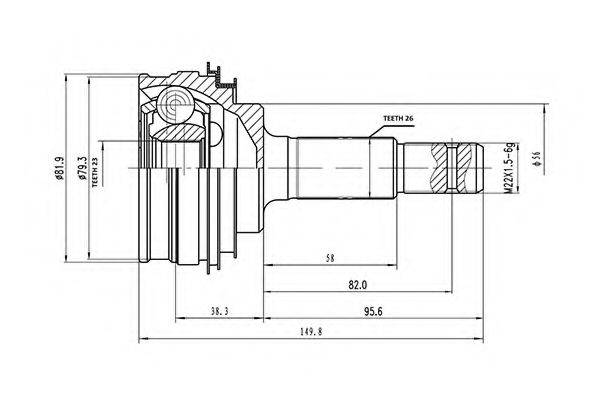AYWIPARTS AW1510004 Шарнірний комплект, приводний вал